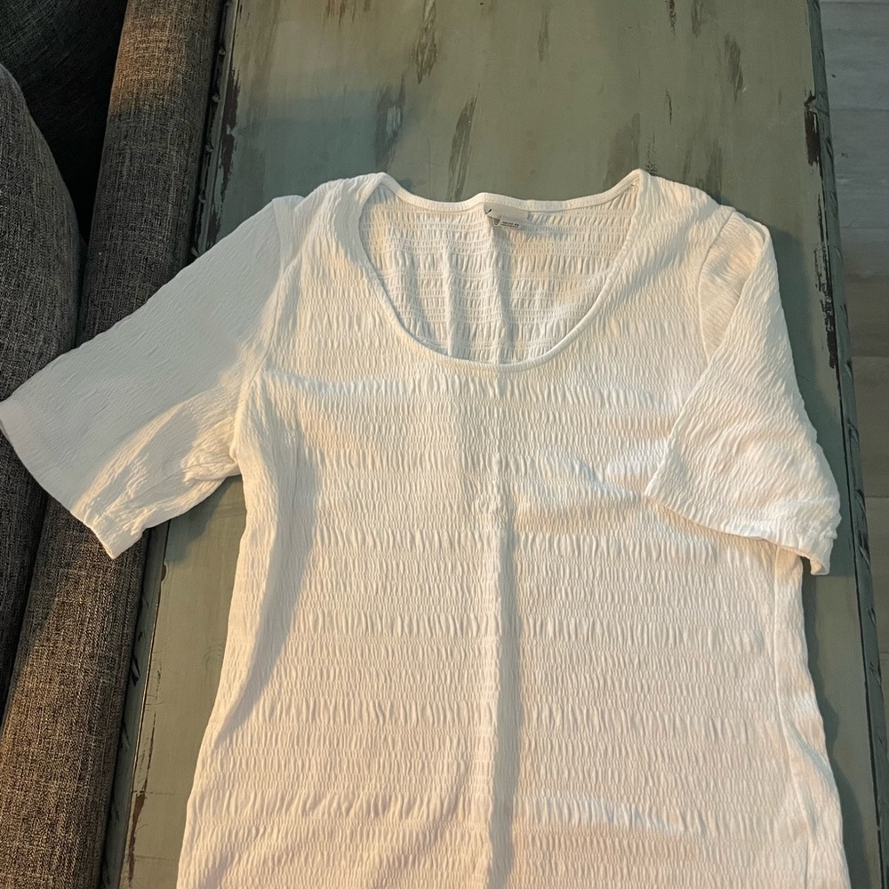 a new day White Textured Scoop Neck Short Sleeve Top